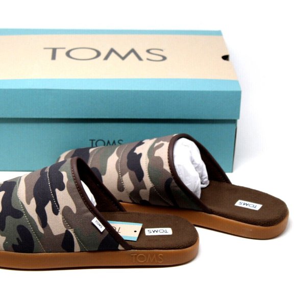 Tom's Men's Harbor Slipper, size 10.5, green woodland camouflage print, quilted - Picture 6 of 10
